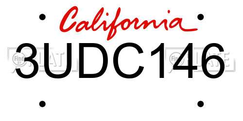 3UDC146 California License Plate