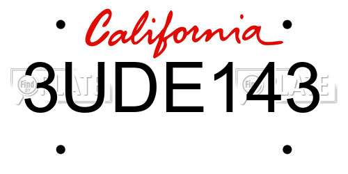 3UDE143 California License Plate
