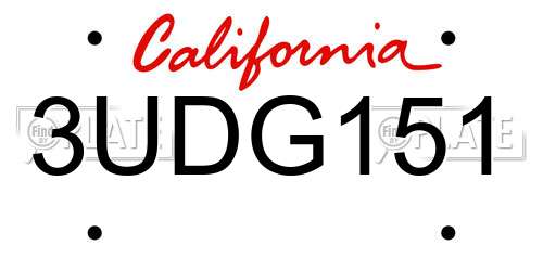 3UDG151 California License Plate