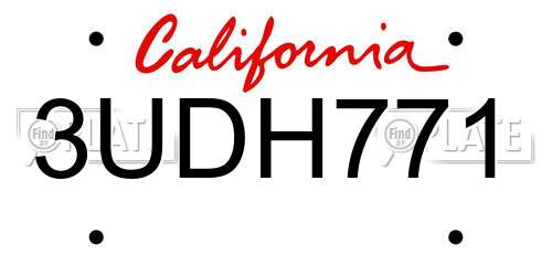 3UDH771 California License Plate