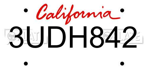 3UDH842 California License Plate