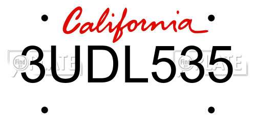 3UDL535 California License Plate