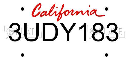 3UDY183 California License Plate