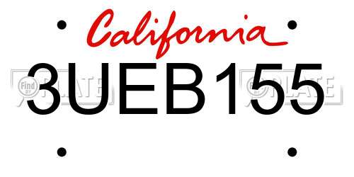 3UEB155 California License Plate