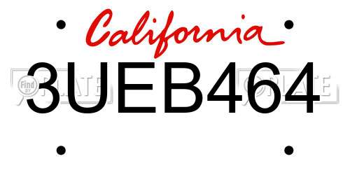 3UEB464 California License Plate