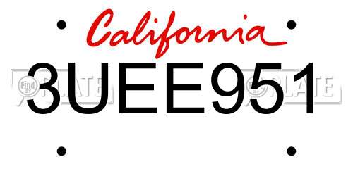 3UEE951 California License Plate