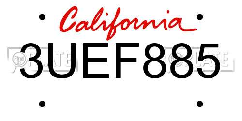3UEF885 California License Plate