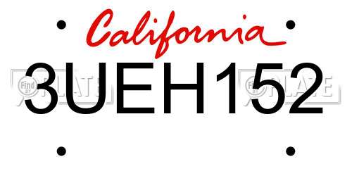 3UEH152 California License Plate