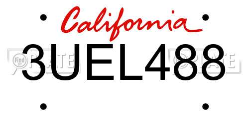 3UEL488 California License Plate