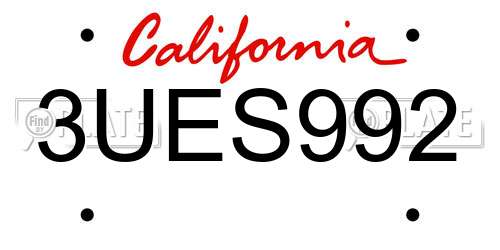 3UES992 California License Plate