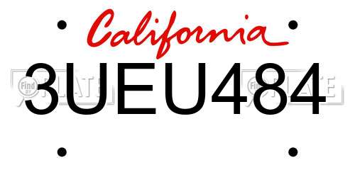 3UEU484 California License Plate