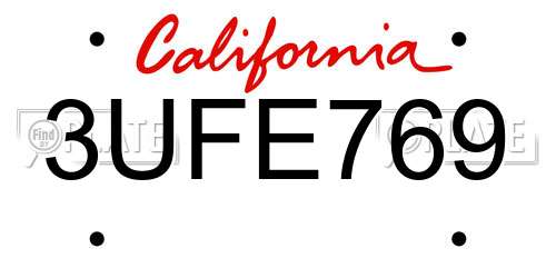 3UFE769 California License Plate