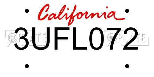 3UFL072 California License Plate