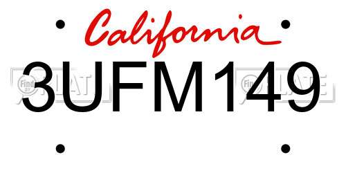 3UFM149 California License Plate