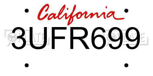 3UFR699 California License Plate