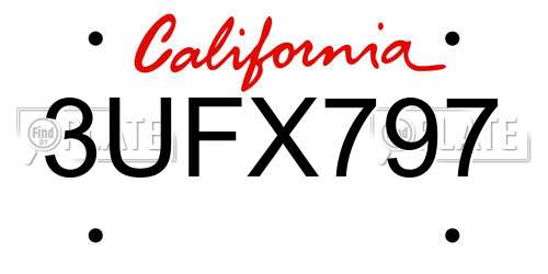 3UFX797 California License Plate