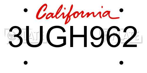 3UGH962 California License Plate