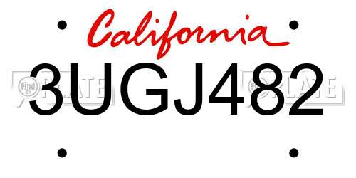3UGJ482 California License Plate