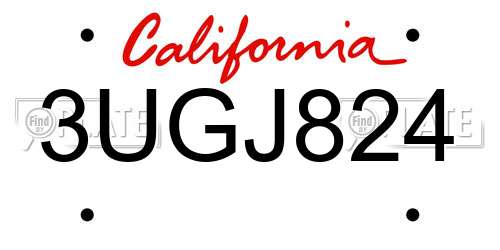3UGJ824 California License Plate