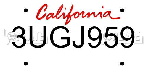 3UGJ959 California License Plate