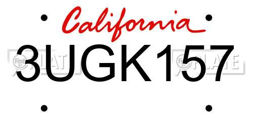 3UGK157 California License Plate