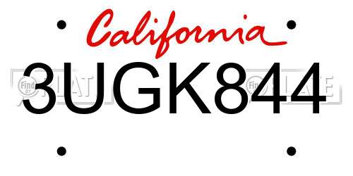 3UGK844 California License Plate