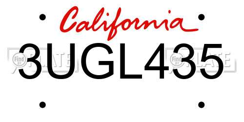 3UGL435 California License Plate