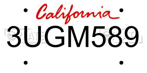 3UGM589 California License Plate