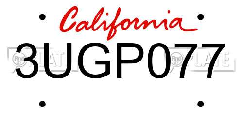 3UGP077 California License Plate