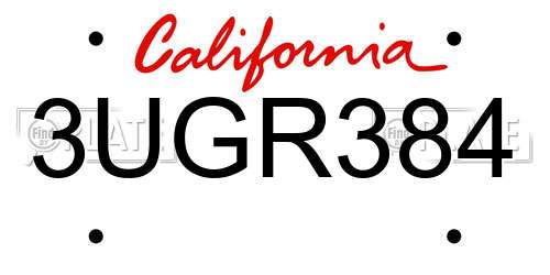 3UGR384 California License Plate