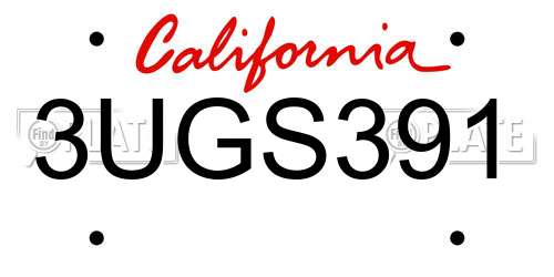 3UGS391 California License Plate