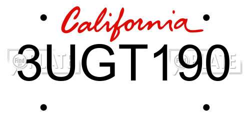 3UGT190 California License Plate