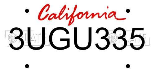 3UGU335 California License Plate