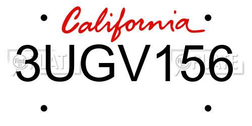 3UGV156 California License Plate