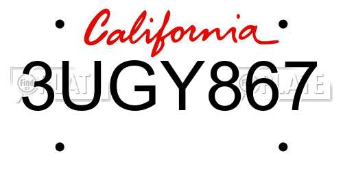 3UGY867 California License Plate