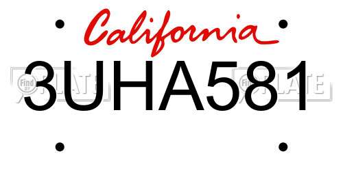 3UHA581 California License Plate