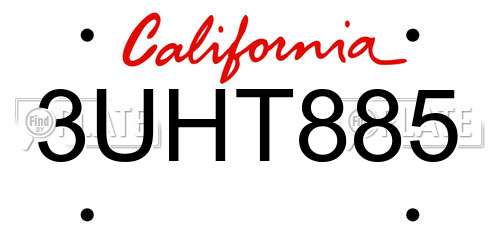 3UHT885 California License Plate