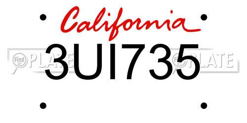 3UI735 California License Plate
