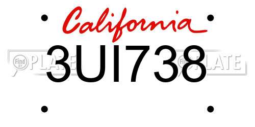 3UI738 California License Plate