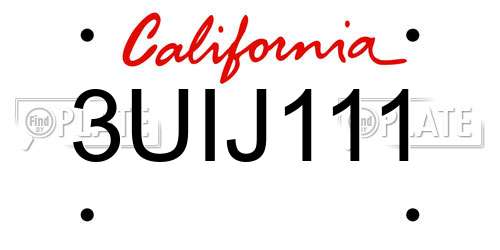 3UIJ111 California License Plate