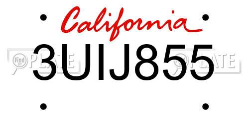 3UIJ855 California License Plate