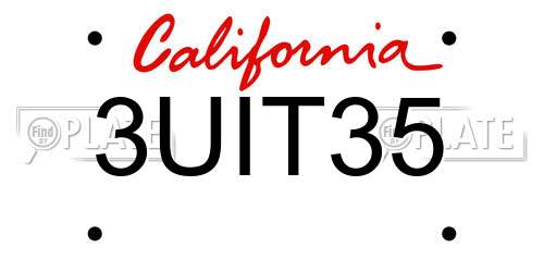 3UIT35 California License Plate
