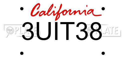 3UIT38 California License Plate