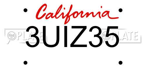 3UIZ35 California License Plate