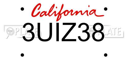 3UIZ38 California License Plate