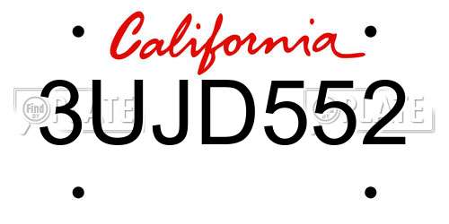 3UJD552 California License Plate