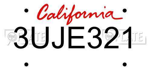 3UJE321 California License Plate