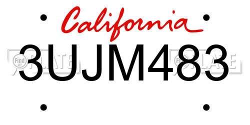 3UJM483 California License Plate