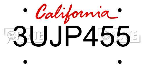 3UJP455 California License Plate