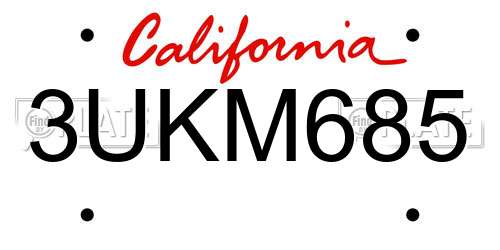 3UKM685 California License Plate